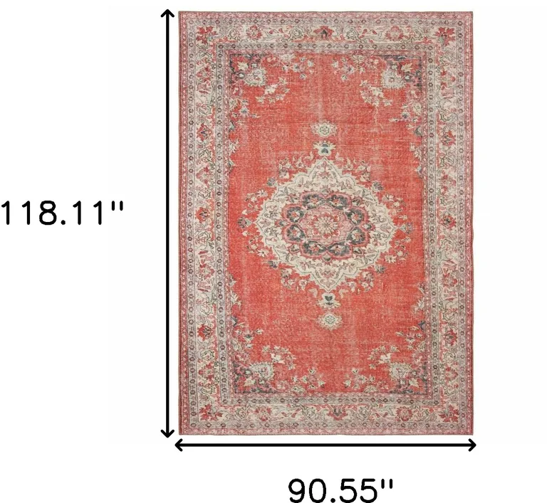 Red and Gray Oriental Area Rug Photo 5