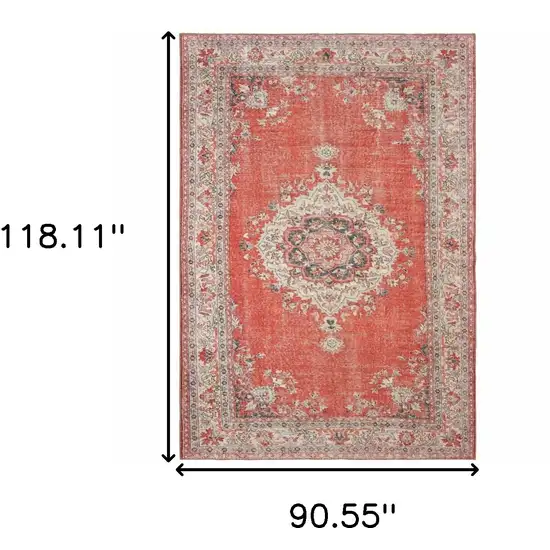 Red and Gray Oriental Area Rug Photo 5