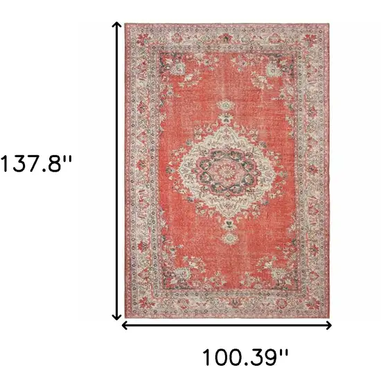 Red and Gray Oriental Area Rug Photo 6