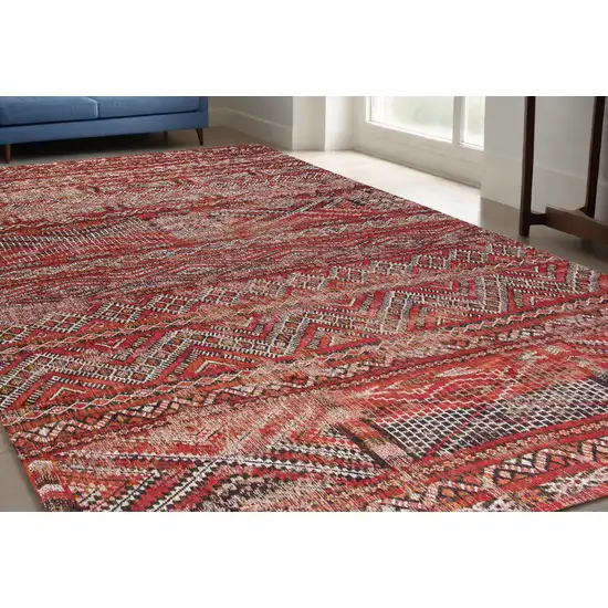 Red and Gray Oriental Non Skid Area Rug Photo 1