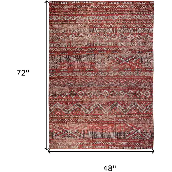 Red and Gray Oriental Non Skid Area Rug Photo 3