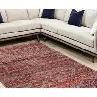 Photo of Red and Gray Oriental Non Skid Area Rug