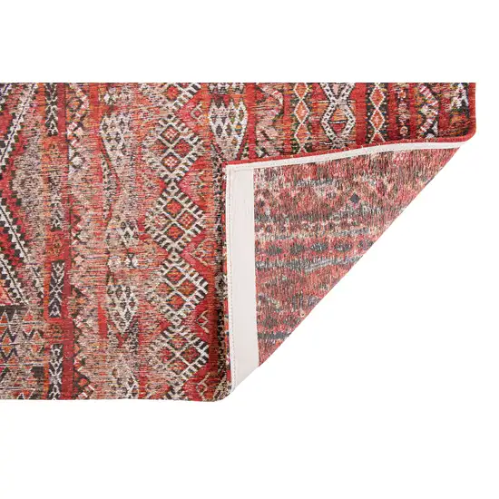 Red and Gray Oriental Non Skid Area Rug Photo 5