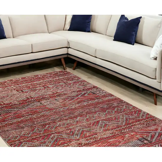 Red and Gray Oriental Non Skid Area Rug Photo 1