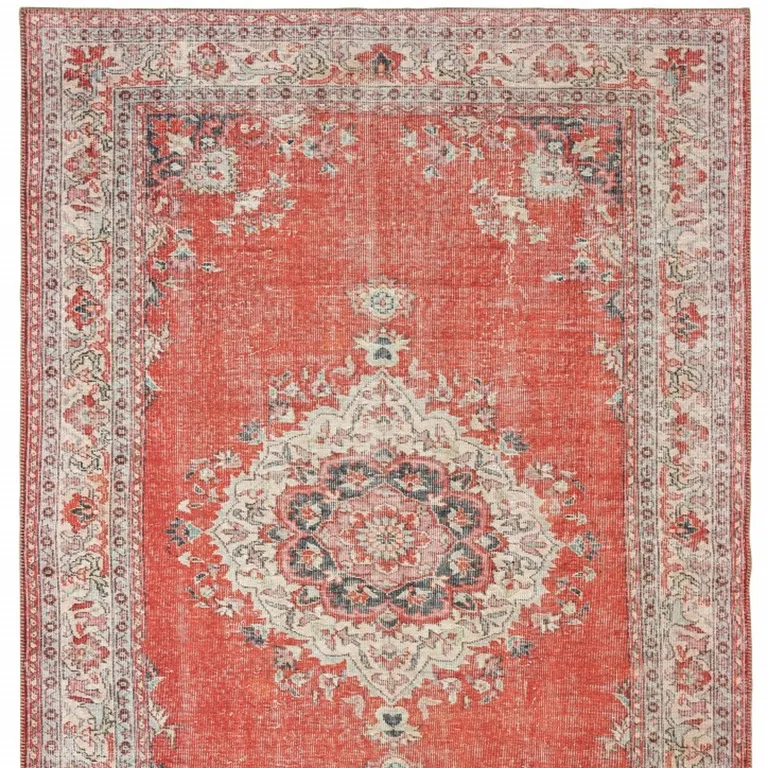 Red and Gray Oriental Scatter Rug Photo 5