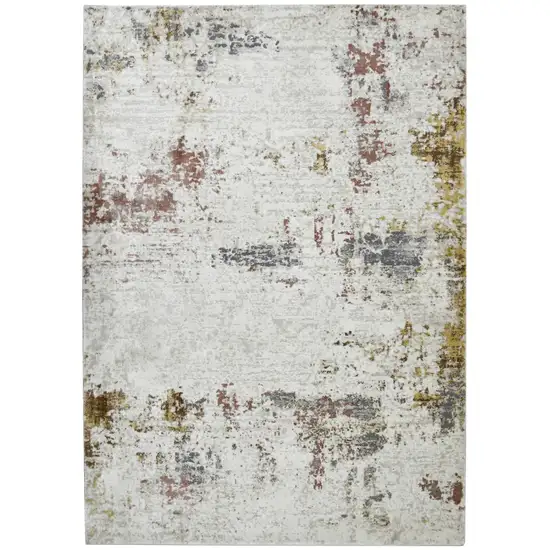 Red and Ivory Abstract Power Loom Area Rug Photo 1