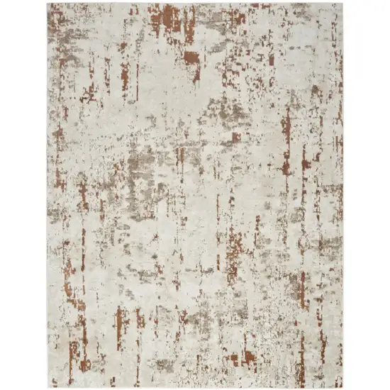 Red and Ivory Abstract Power Loom Area Rug Photo 2