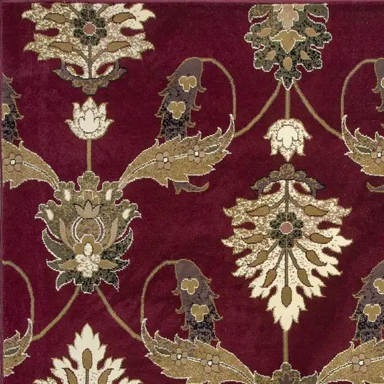 Red and Ivory Floral Area Rug Photo 3