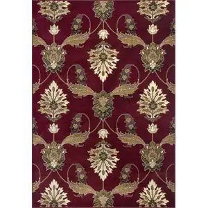 Photo of Red and Ivory Floral Area Rug