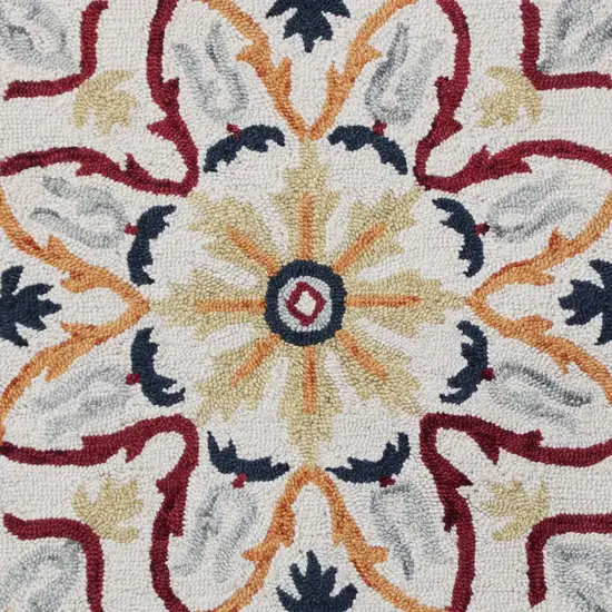 Red and Ivory Floral Filigree Area Rug Photo 2