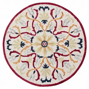 Photo of Red and Ivory Floral Filigree Area Rug