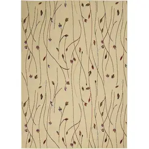 Photo of Red and Ivory Floral Power Loom Area Rug