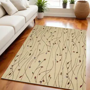 Photo of Red and Ivory Floral Power Loom Area Rug