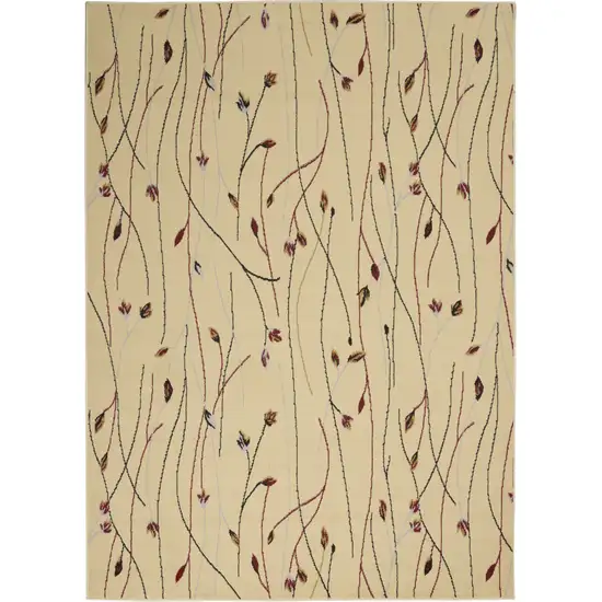 Red and Ivory Floral Power Loom Area Rug Photo 2