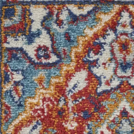 Red And Ivory Power Loom Area Rug Photo 6