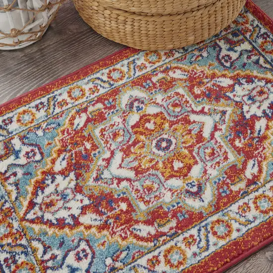 Red And Ivory Power Loom Area Rug Photo 7