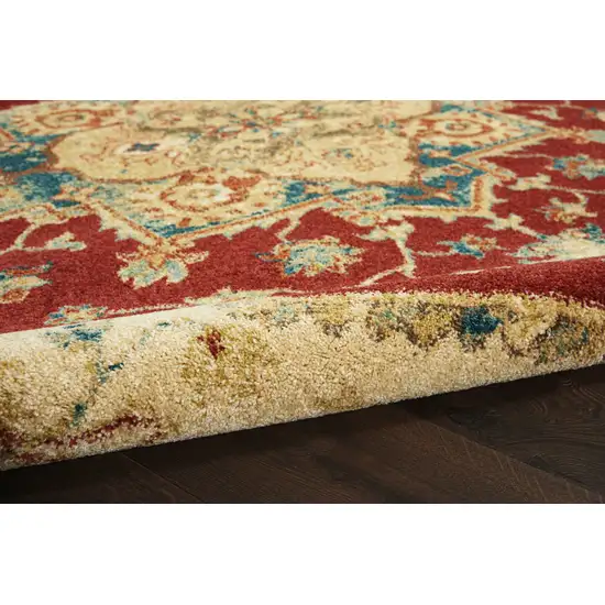 Red and Ivory Oriental Power Loom Area Rug Photo 5