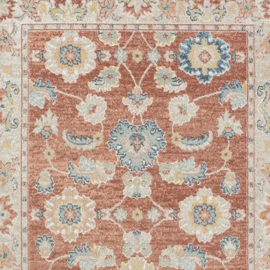 Red and Ivory Oriental Power Loom Area Rug Photo 5