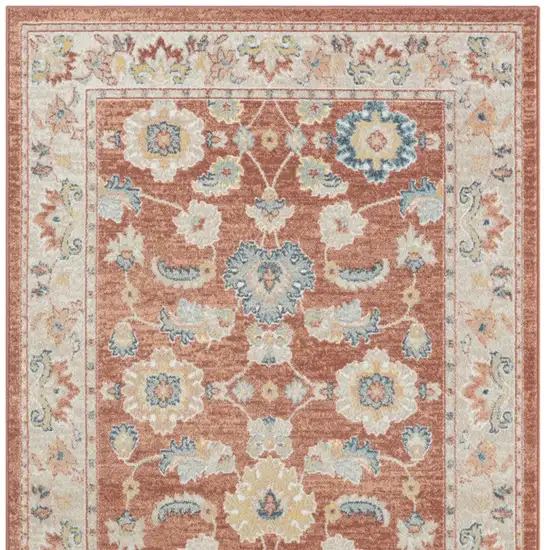 Red and Ivory Oriental Power Loom Area Rug Photo 6