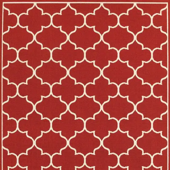 Red and Ivory Trellis Indoor Outdoor Area Rug Photo 5
