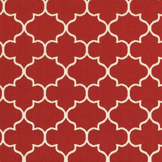 Red and Ivory Trellis Indoor Outdoor Area Rug Photo 4