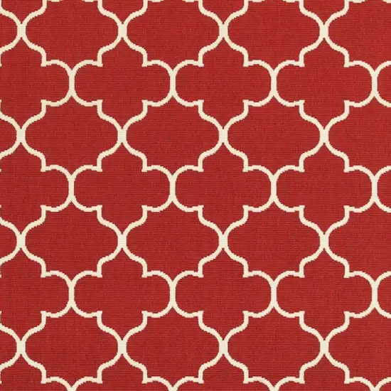 Red and Ivory Trellis Indoor Outdoor Area Rug Photo 3