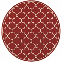 Photo of Red and Ivory Trellis Indoor Outdoor Area Rug