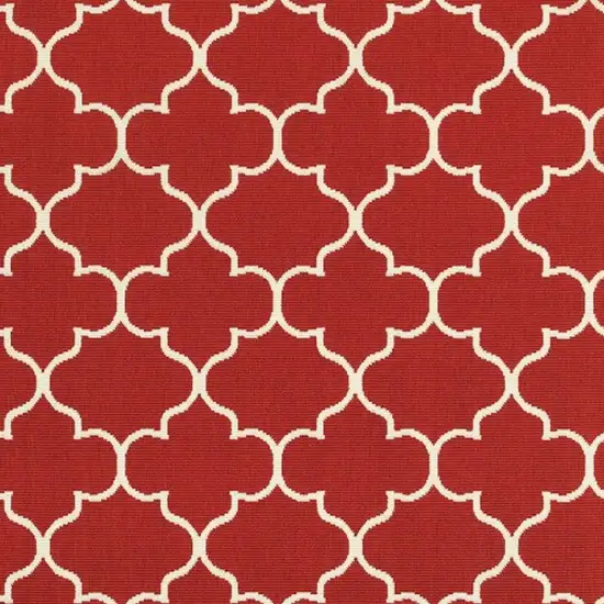 Red and Ivory Trellis Indoor Outdoor Area Rug Photo 3