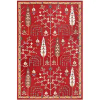 Photo of Red and Ivory Wool Floral Hand Tufted Area Rug