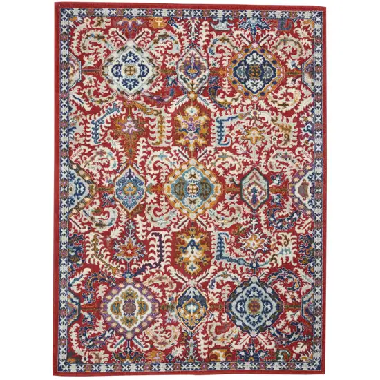 Red and Multicolor Decorative Area Rug Photo 1