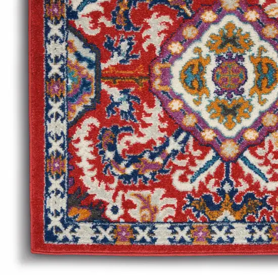 Red and Multicolor Decorative Area Rug Photo 4