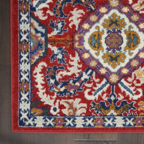 Red and Multicolor Decorative Area Rug Photo 2