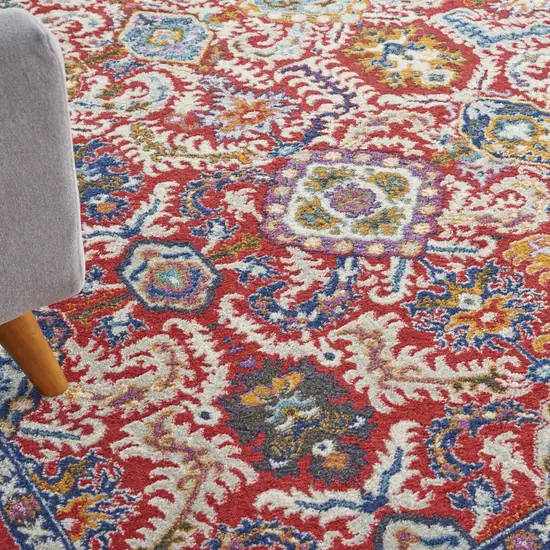 Red and Multicolor Decorative Area Rug Photo 4