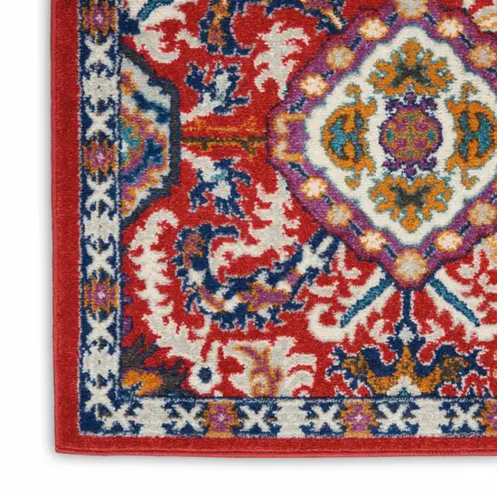 Red and Multicolor Decorative Area Rug Photo 5