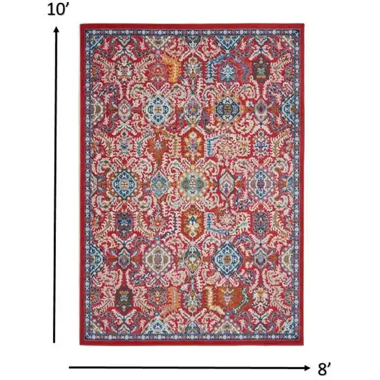 Red and Multicolor Decorative Area Rug Photo 6