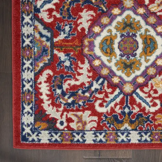 Red and Multicolor Decorative Area Rug Photo 2