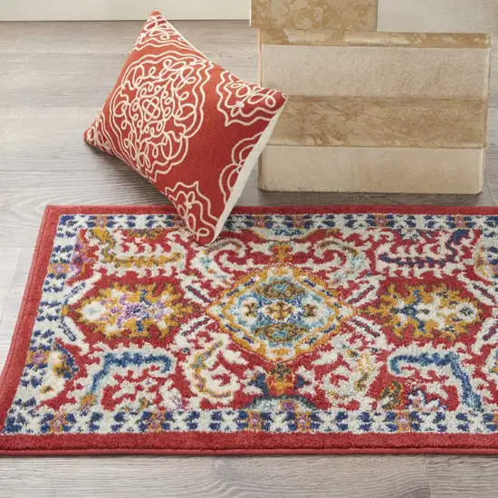 Red and Multicolor Decorative Scatter Rug Photo 7