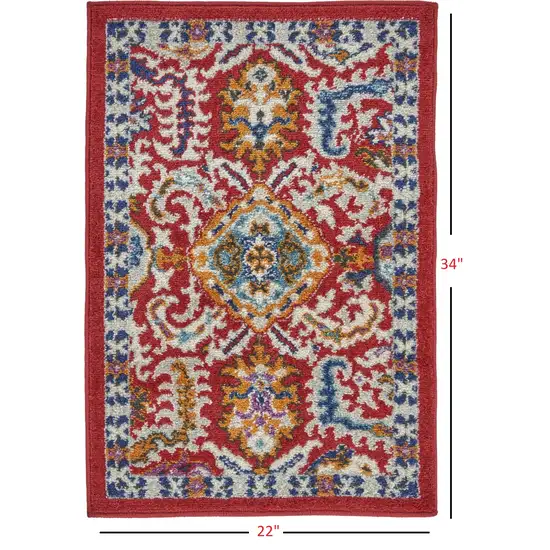 Red and Multicolor Decorative Scatter Rug Photo 6