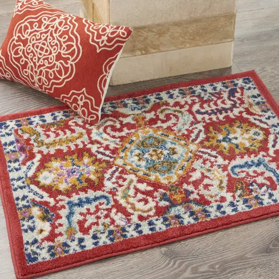 Red and Multicolor Decorative Scatter Rug Photo 8