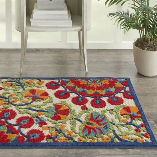 Red and Multicolor Indoor Outdoor Area Rug Photo 6