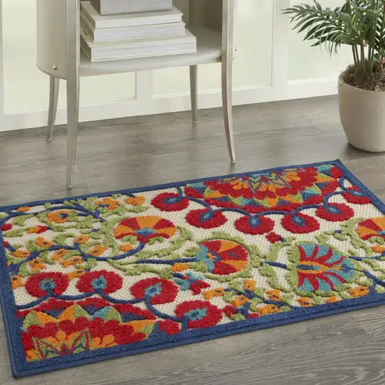 Red and Multicolor Indoor Outdoor Area Rug Photo 8