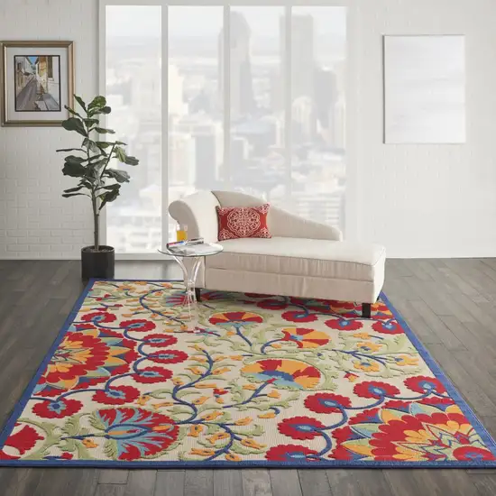 Red and Multicolor Indoor Outdoor Area Rug Photo 6