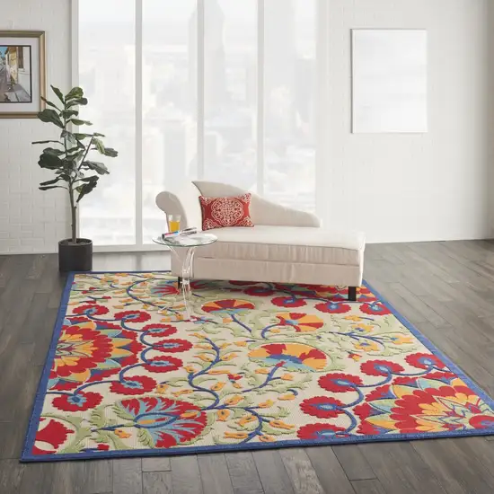 Red and Multicolor Indoor Outdoor Area Rug Photo 8