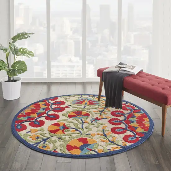 Red and Multicolor Indoor Outdoor Area Rug Photo 5