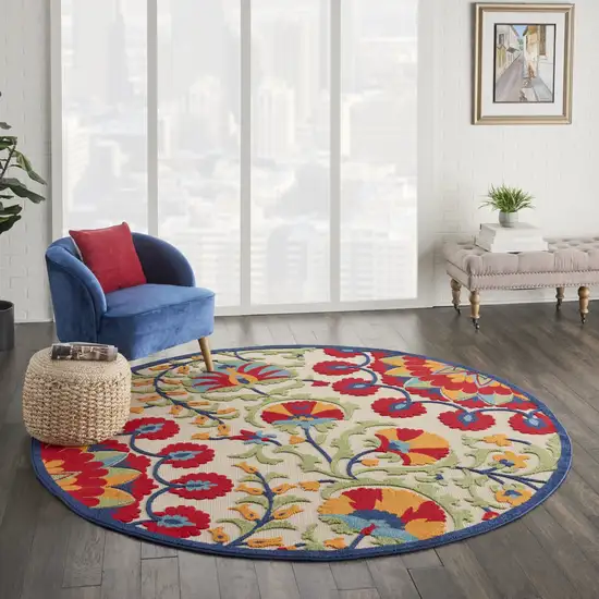 Red and Multicolor Indoor Outdoor Area Rug Photo 8