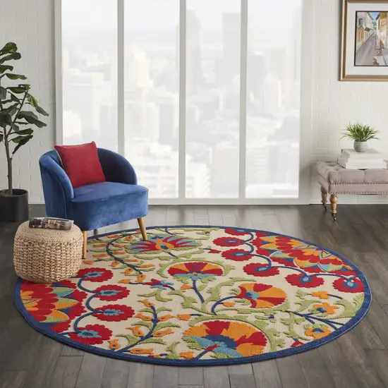 Red and Multicolor Indoor Outdoor Area Rug Photo 6