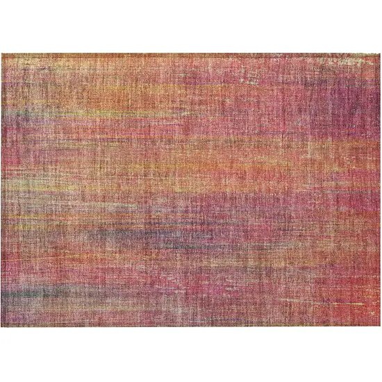 Red and Orange Striped Washable Non Skid Indoor Outdoor Area Rug Photo 5