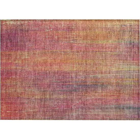 Red and Orange Striped Washable Non Skid Indoor Outdoor Area Rug Photo 2