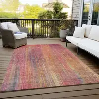 Photo of Red and Orange Striped Washable Non Skid Indoor Outdoor Area Rug