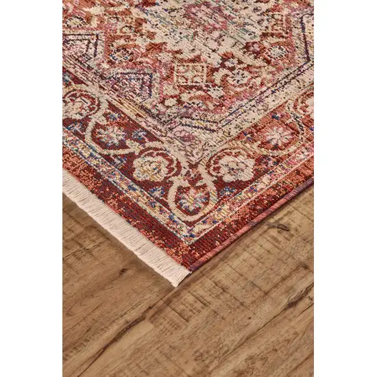 Red and Pink Oriental Power Loom Area Rug Photo 8